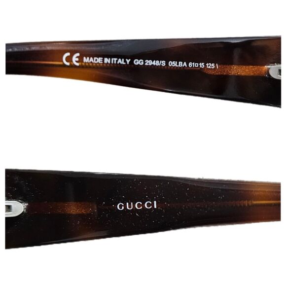 Gucci Oversized Tortoiseshell Sunglasses Brown Gradient Logo + Case GG 2948/S